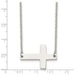 Chisel Stainless Steel Polished Sideways Cross on a 21 inch Cable Chain Necklace