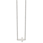 Chisel Stainless Steel Polished Sideways Cross on an 18 inch Cable Chain Necklace