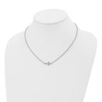 Chisel Stainless Steel Polished Sideways Cross on an 18 inch Cable Chain Necklace