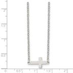 Chisel Stainless Steel Polished Sideways Cross on an 18 inch Cable Chain Necklace