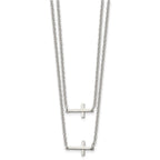 Chisel Stainless Steel Polished Double Sideways Crosses on Layered 16.5 inch Cable Chain Necklace