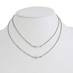 Chisel Stainless Steel Polished Double Sideways Crosses on Layered 16.5 inch Cable Chain Necklace