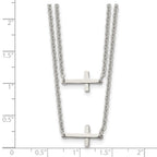 Chisel Stainless Steel Polished Double Sideways Crosses on Layered 16.5 inch Cable Chain Necklace
