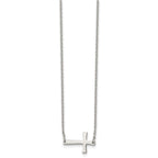 Chisel Stainless Steel Polished Sideways Cross on a 16 inch Cable Chain Necklace