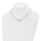 Chisel Stainless Steel Polished Sideways Cross on a 16 inch Cable Chain Necklace