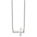 Chisel Stainless Steel Polished Sideways Cross on a 16 inch Cable Chain Necklace