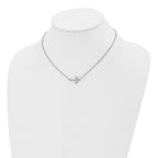 Chisel Stainless Steel Polished Sideways Cross on a 16 inch Cable Chain Necklace