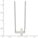 Chisel Stainless Steel Polished Sideways Cross on a 16 inch Cable Chain Necklace