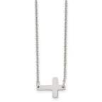 Chisel Stainless Steel Polished Sideways Cross on a 16 inch Cable Chain Necklace
