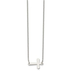 Chisel Stainless Steel Polished Sideways Cross on a 17 inch Cable Chain Necklace