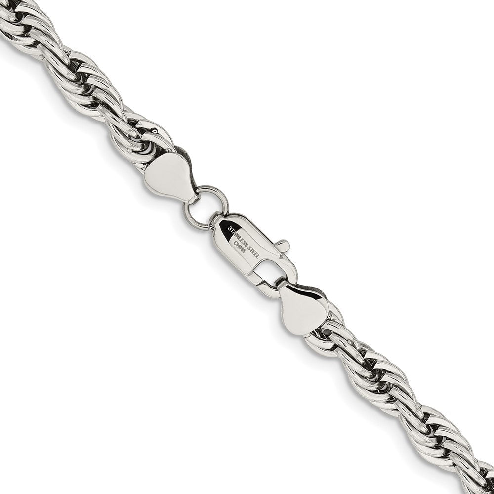 Chisel Stainless Steel Polished 7mm Rope Chain