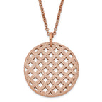 Stainless Steel Pink IP-plated Textured Circle Necklace