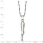 Chisel Stainless Steel Polished Italian Horn Pendant on a 22 inch Ball Chain Necklace