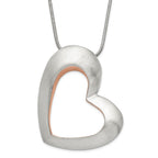 Stainless Steel Brushed & Pink IP-plated Heart Necklace