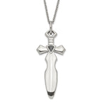Stainless Steel Black CZ Sword Necklace