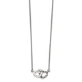 Chisel Stainless Steel Polished and Textured Interlocking Hearts on an 18 inch Cable Chain Necklace