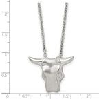Stainless Steel Brushed Bull Head 20in Necklace