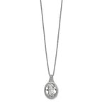 Chisel Stainless Steel Brushed and Polished Crystal Oval Pendant on an 18 inch Cable Chain Necklace