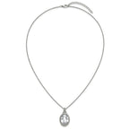 Chisel Stainless Steel Brushed and Polished Crystal Oval Pendant on an 18 inch Cable Chain Necklace