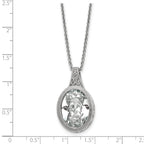 Chisel Stainless Steel Brushed and Polished Crystal Oval Pendant on an 18 inch Cable Chain Necklace