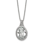 Chisel Stainless Steel Brushed and Polished Crystal Oval Pendant on an 18 inch Cable Chain Necklace
