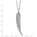 Stainless Steel Polished w/CZ Wing 20in w/2in ext Necklace