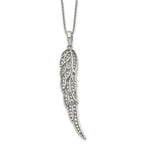 Stainless Steel Polished w/CZ Wing 20in w/2in ext Necklace