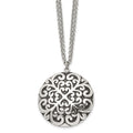 Chisel Stainless Steel Antiqued and Polished Circle Pendant on an 18 inch Multi-Strand Cable Chain Necklace