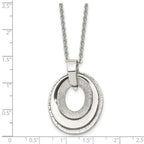 Stainless Steel Polished & Textured Three Piece Moveable Ovals Necklace