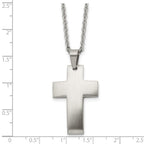 Chisel Stainless Steel Brushed Cross Pendant on a 20 inch Cable Chain Necklace