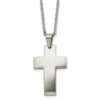 Chisel Stainless Steel Brushed Cross Pendant on a 20 inch Cable Chain Necklace