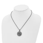 Chisel Stainless Steel Antiqued and Polished Marcasite Swirl Pendant on an 18 inch Cable Chain Necklace