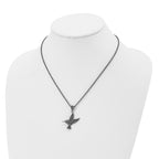 Chisel Stainless Steel Antiqued and Polished with Marcasite Hummingbird Pendant on an 18 inch Singapore Chain Necklace