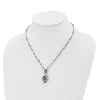 Chisel Stainless Steel Polished and Antiqued Magnetic Fish Prayer Box on an 18 inch Cable Chain Necklace