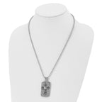 Stainless Steel Antiqued and Polished Cross Dog Tag 22in Necklace