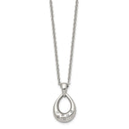 Stainless Steel Polished w/CZ Teardrop 18in Necklace
