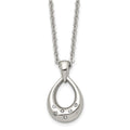 Stainless Steel Polished w/CZ Teardrop 18in Necklace