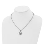 Chisel Stainless Steel Polished Circle with CZ and Heart Pendant on an 18 inch Cable Chain Necklace