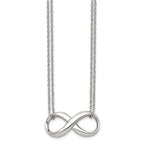 Chisel Stainless Steel Polished Infinity Symbol on an 18 inch 2-Strand Cable Chain Necklace