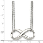 Chisel Stainless Steel Polished Infinity Symbol on an 18 inch 2-Strand Cable Chain Necklace