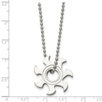 Chisel Stainless Steel Polished Sun Burst Pendant on a 22 inch Ball Chain Necklace