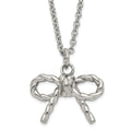 Stainless Steel Polished Twisted Bow Necklace