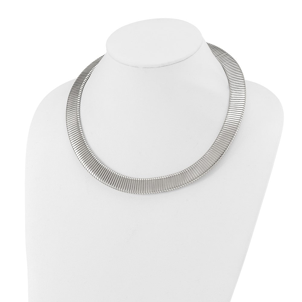 Chisel Stainless Steel Polished and Textured Omega Necklace