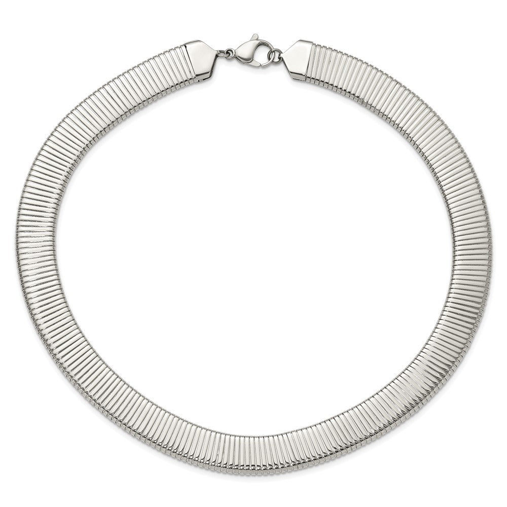 Chisel Stainless Steel Polished and Textured Omega Necklace