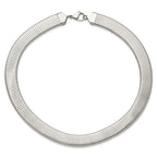 Chisel Stainless Steel Polished and Textured Omega Necklace