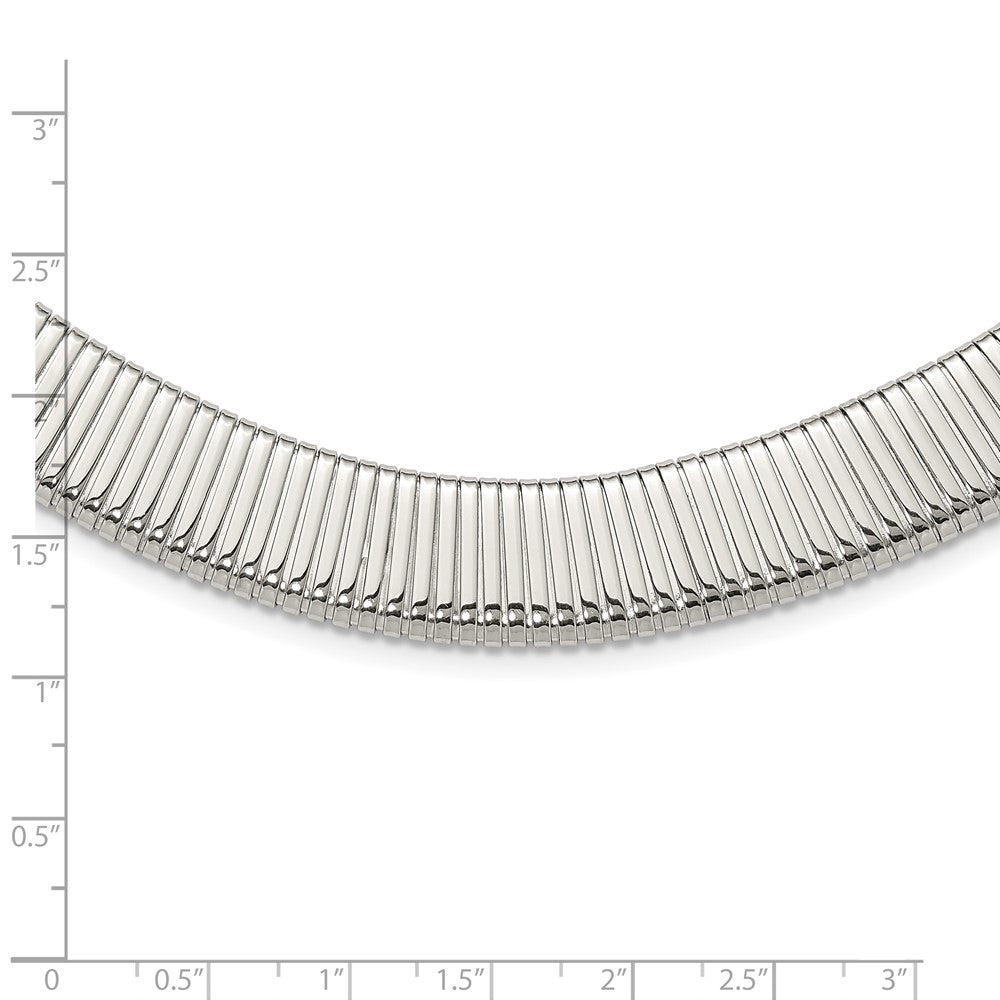 Chisel Stainless Steel Polished and Textured Omega Necklace