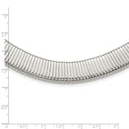 Chisel Stainless Steel Polished and Textured Omega Necklace