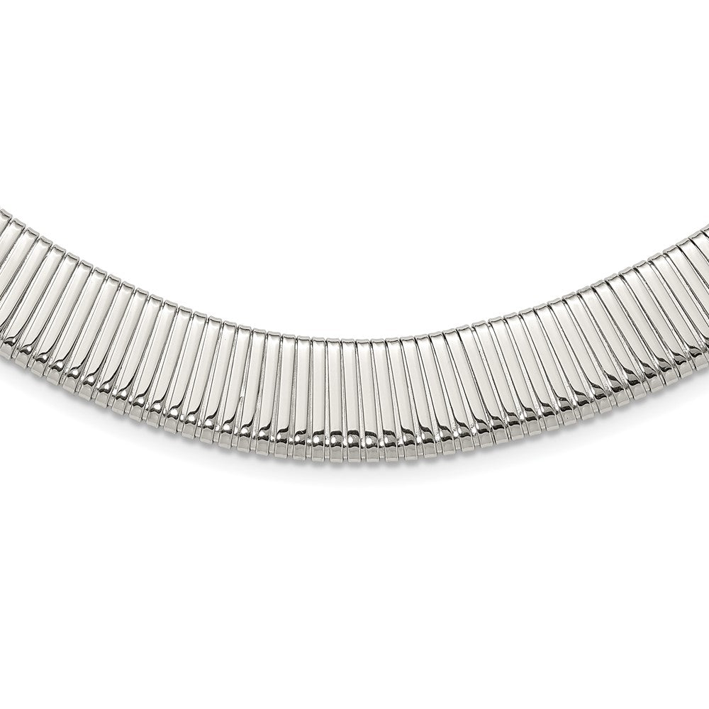 Chisel Stainless Steel Polished and Textured Omega Necklace