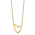 Stainless Steel Polished Yellow IP-plated Heart 17in w/2in ext. Necklace