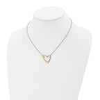Stainless Steel Polished Yellow IP-plated Heart 17in w/2in ext. Necklace